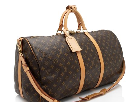 Louis Vuitton Monogram Canvas Keepall Bandouliere 55 Duffle Bag (BWjDGO) Supply